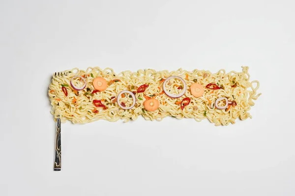 Spicy Instant Noodles Fork — Stok Foto