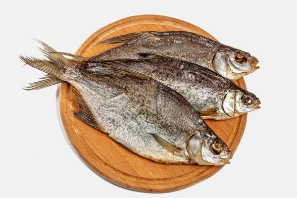 Torr Fisk Trä Bakgrund Ovanifrån — Stockfoto