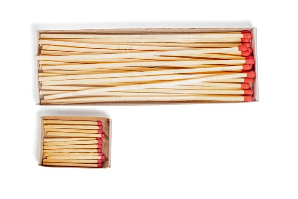 Packages Mantel Long Short Matches White Top View — Stock Photo, Image
