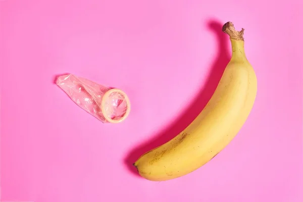 Banana Condom Erotic Concept — Foto Stock