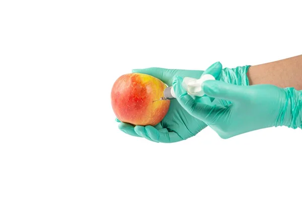 Apple Hand Rubber Gloves Syringe — Φωτογραφία Αρχείου