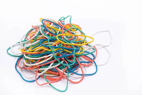 Renkli mutfak lastikleri yığını.