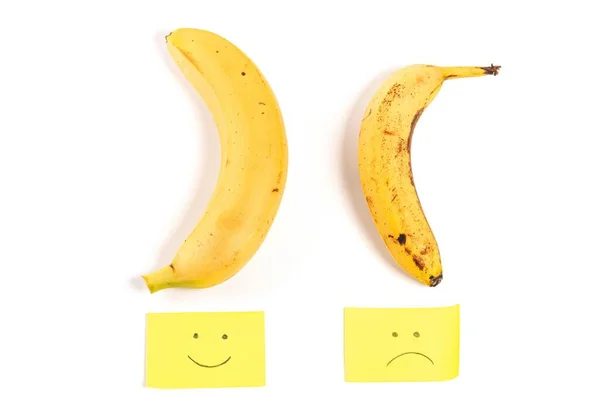 Concept Potency Smiley Sad Faces Two Bananas — Foto de Stock