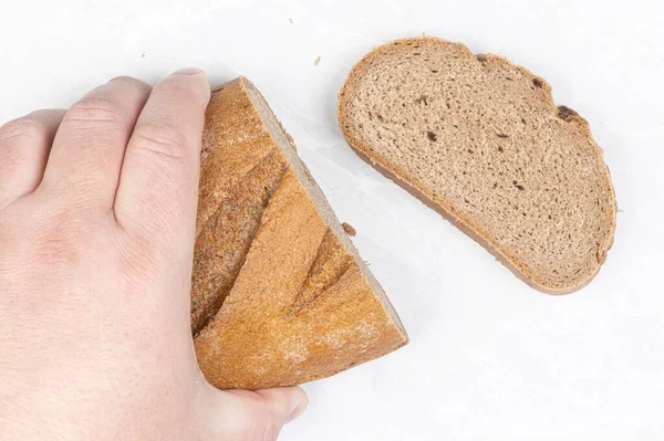 Dark Bread Unleavened Dough Hand Table — ストック写真