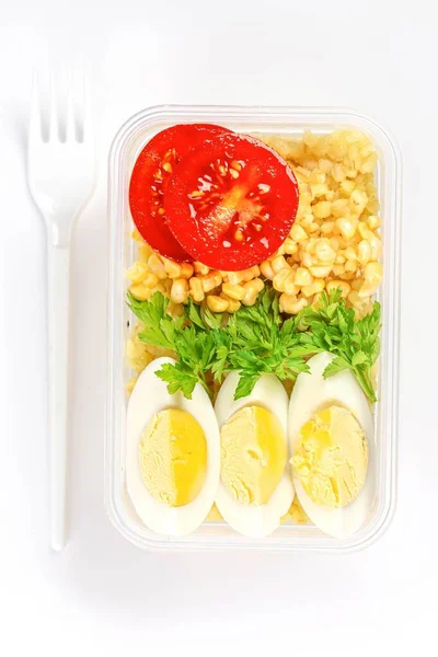 Koncepcja Zdrowej Żywności Pudełko Lunch Wypełnione Bulwą Warzywa — Zdjęcie stockowe