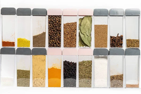 Colorful Powder Spices Set White Background — Stock fotografie