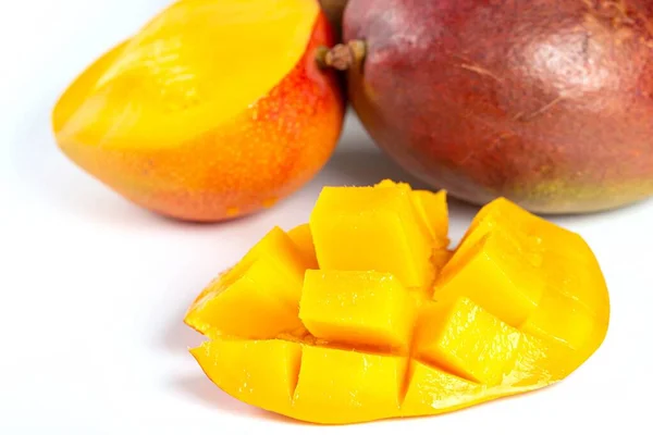 Fresh Mango Fruits White Background — Foto de Stock