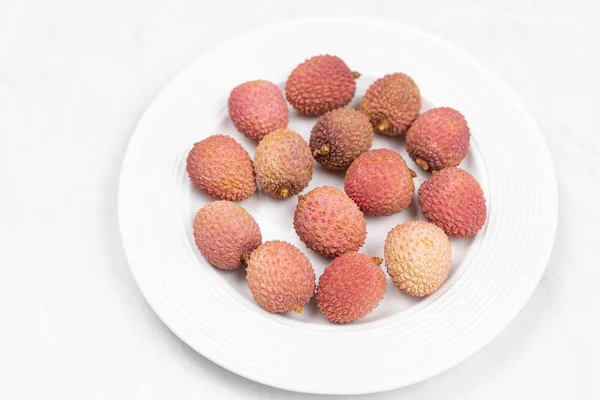 Lychee Fruta Servido Plato — Foto de Stock