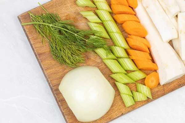 Fresh Healthy Vegetables Sliced Cooking Soup — Foto de Stock