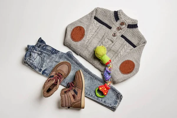 Flat Lay Composition Stylish Child Clothes Shoes — Photo