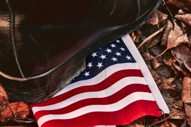 Activists trample a US flag in the dirt