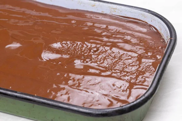 Bajadera Cake Melted Chocolate Topping — Zdjęcie stockowe