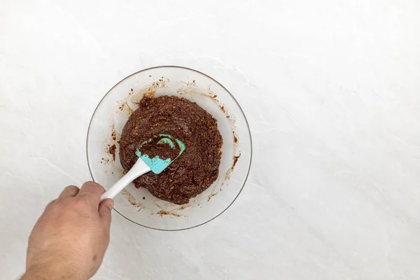 Bajadera Cake Mixture Bowl Copy Space — Stok Foto