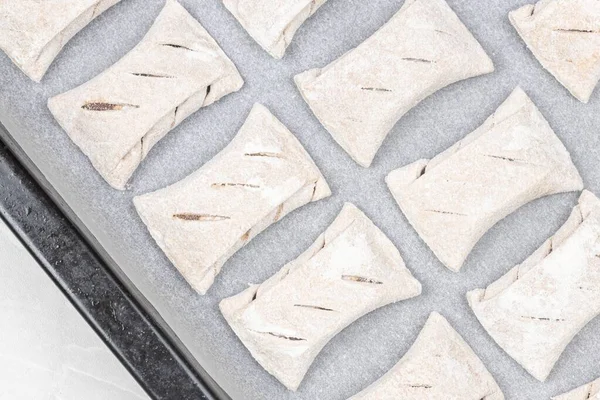 Frozen Puff Pastry Cookies Ready Baking — Stock Fotó