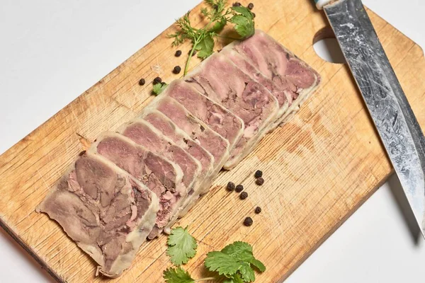 Smoked Meat Roulette Sliced Cutting Board — Fotografia de Stock