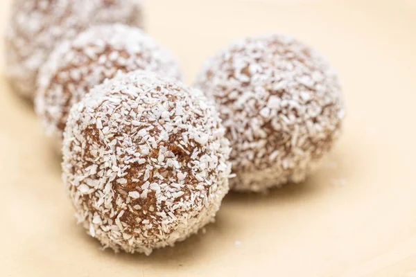Chocolate Balls Coconut Closeup Image — стоковое фото