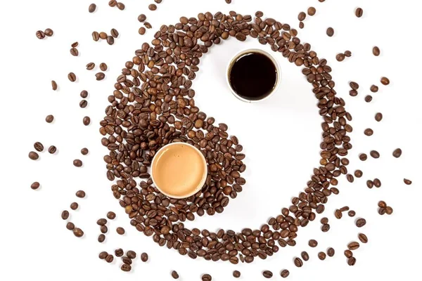 Symbol Yin Yang Roasted Coffee Coffee Paper Cups — Stockfoto