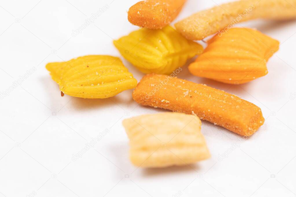 Peanut Snacks above white background