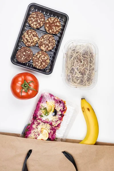 Zdrowa Żywność Torbie Zakupy Nadającej Się Recyklingu — Zdjęcie stockowe
