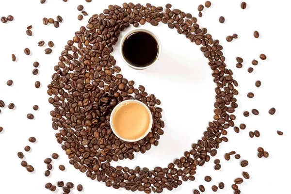 Yin Yang Symbol Made Roasted Coffee Beans Espresso Cof — Stockfoto