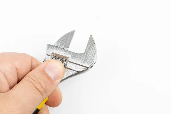 Metal Wrench Tools Hand White Background Copy — Stock Photo, Image