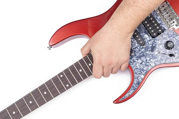 Electric Guitar in the hand above white background