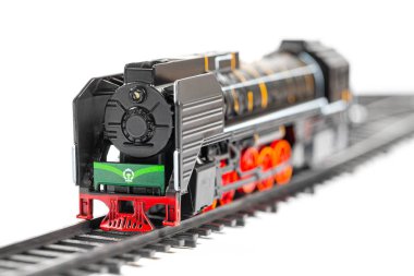 Siyah metal model buhar lokomotifi, çocuk oyuncağı