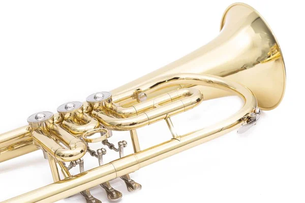 Trumpet Крупним Планом Зображення Над Білим Тлом — стокове фото