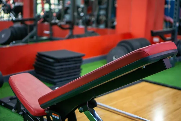 Bokeh Photo Adjustable Gym Bench Different Exercise Equi — 스톡 사진