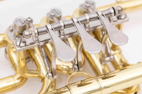 Brass Trumpet Buttons Closeup Image — Stockfoto