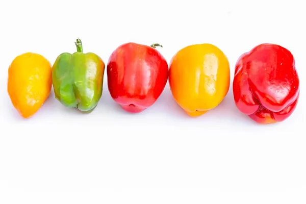 Bell Peppers Yellow Green Red White Background — Stock Photo, Image