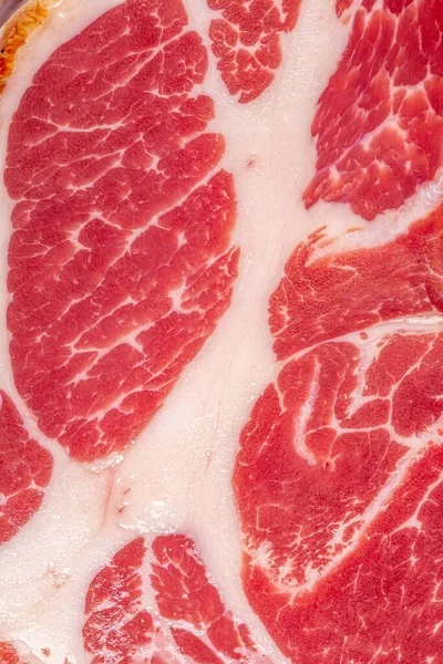 Ζαμπόν Αποξηραμένο Χοιρινό Κρέας Υφή Υποβάθρου — Φωτογραφία Αρχείου
