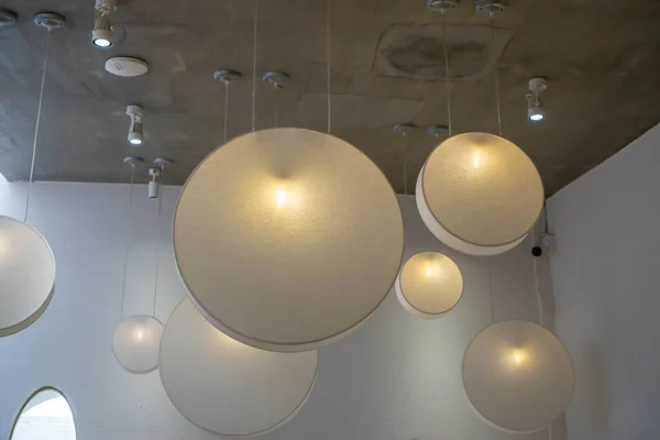 Creative Flat Round Paper Ceiling Lamps in different Sizes insid