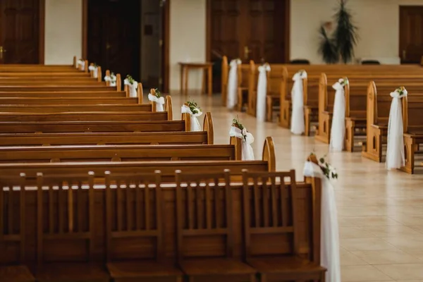 Wedding Decors Inside Of A Big Church