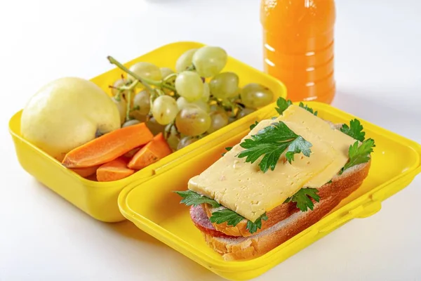 Yellow Lunch Box Lunch Child School — Foto de Stock