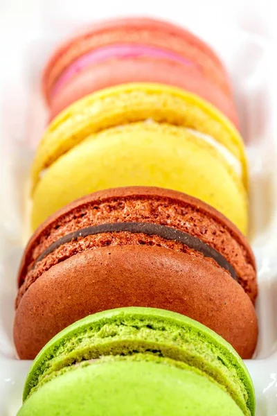 French Macaroons Multicolored Dessert Close — Stock Photo, Image