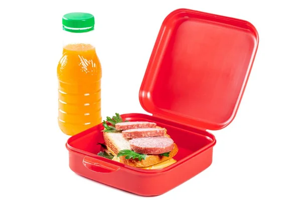 School Lunch Box Fresh Sandwich Bottle Orange — Stockfoto