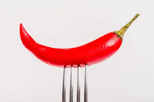 Close Red Hot Chili Pepper Fork — Stok fotoğraf