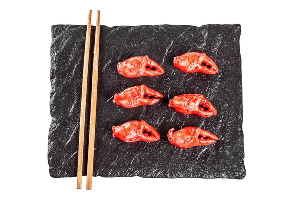 Crab Claws Black Stone Tray Top View — Stockfoto