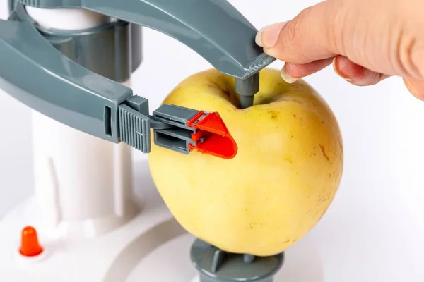 Fixing Apple Peeling Machine Close — Stok fotoğraf