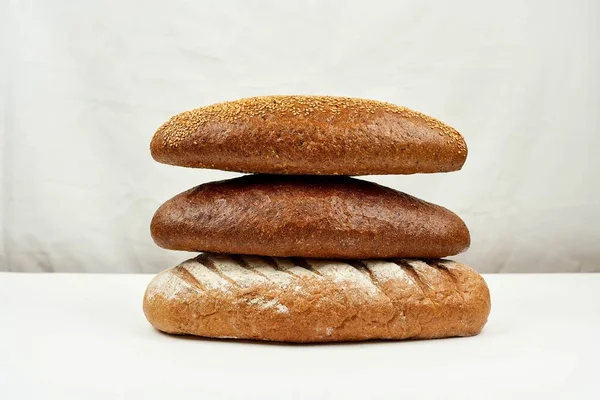 Bread Pile Different Kinds Bread White — ストック写真