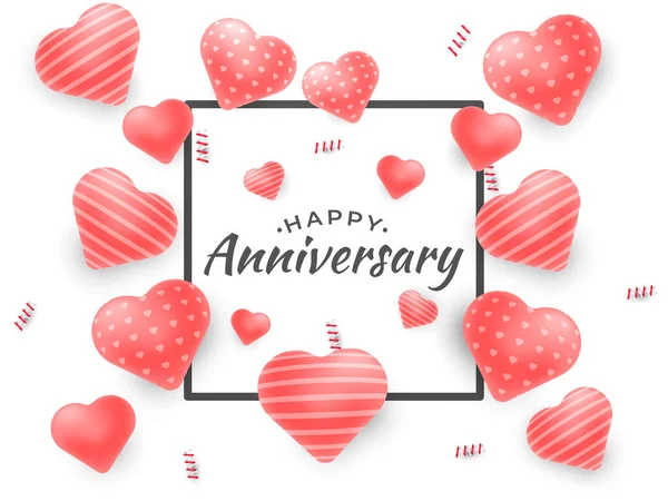 Happy Anniversary Vector Design Greeting Cards Poster Love Balloon Design — Image vectorielle