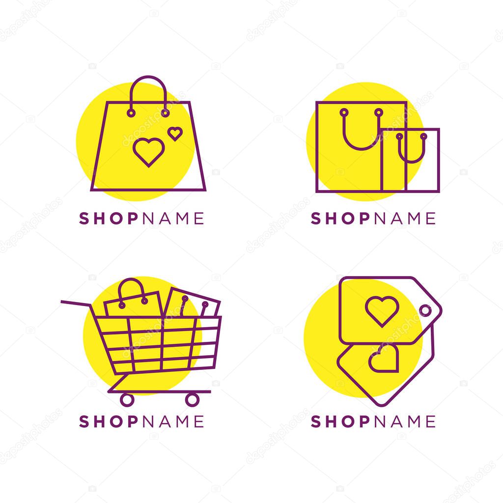 Illustration vector graphic of shop logo design