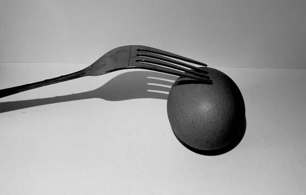 Abstract Photography Egg Supporting Fork — Fotografia de Stock
