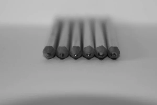Aligned Pencils Sharp Pencils Writing Pencils Special Pencils Graphic Drawing — Fotografia de Stock