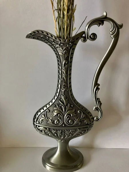 Lifestyle Aesthetic Picture Abstract Vase Elegant Natural Fiber Yarns — ストック写真