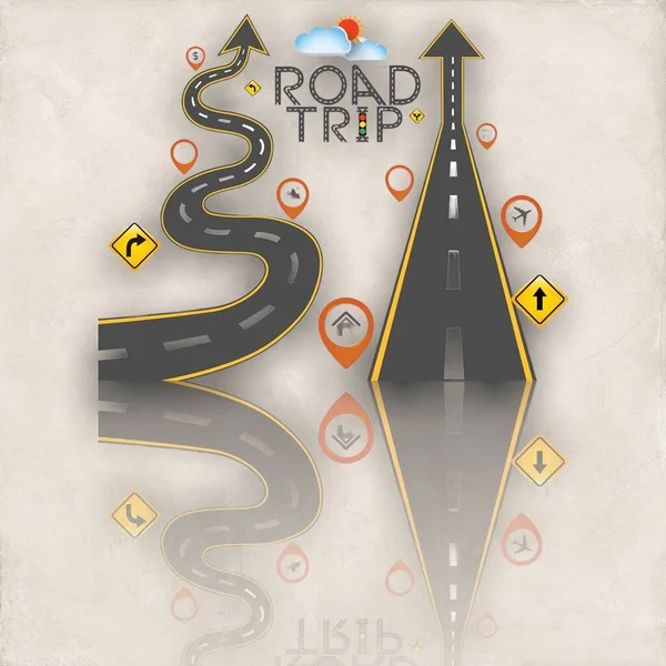 Road Trip Two Car Roads Travel World — Stok fotoğraf