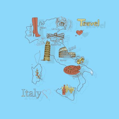LIFESTYLE. MAP OF ITALY. COUNTRY IN EUROPE. COLORED BACKGROUND.