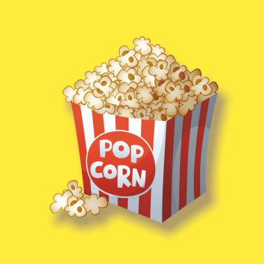 LIFESTYLE. POPCORN. IT'S TIME FOR A MOVIE AT THE CINEMA. DIVERSIFIED COLORED BACKGROUND.