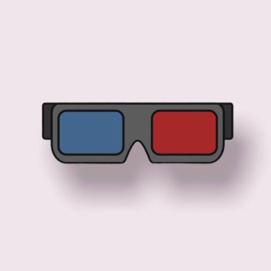 LIFESTYLE. 3D GLASSES. RED. BLUE. DIVERSIFIED COLORED BACKGROUND.